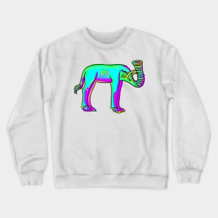 Bad Medieval Art Elephant 90s Retro Frank Style Colorful Trippy Elephant Crewneck Sweatshirt